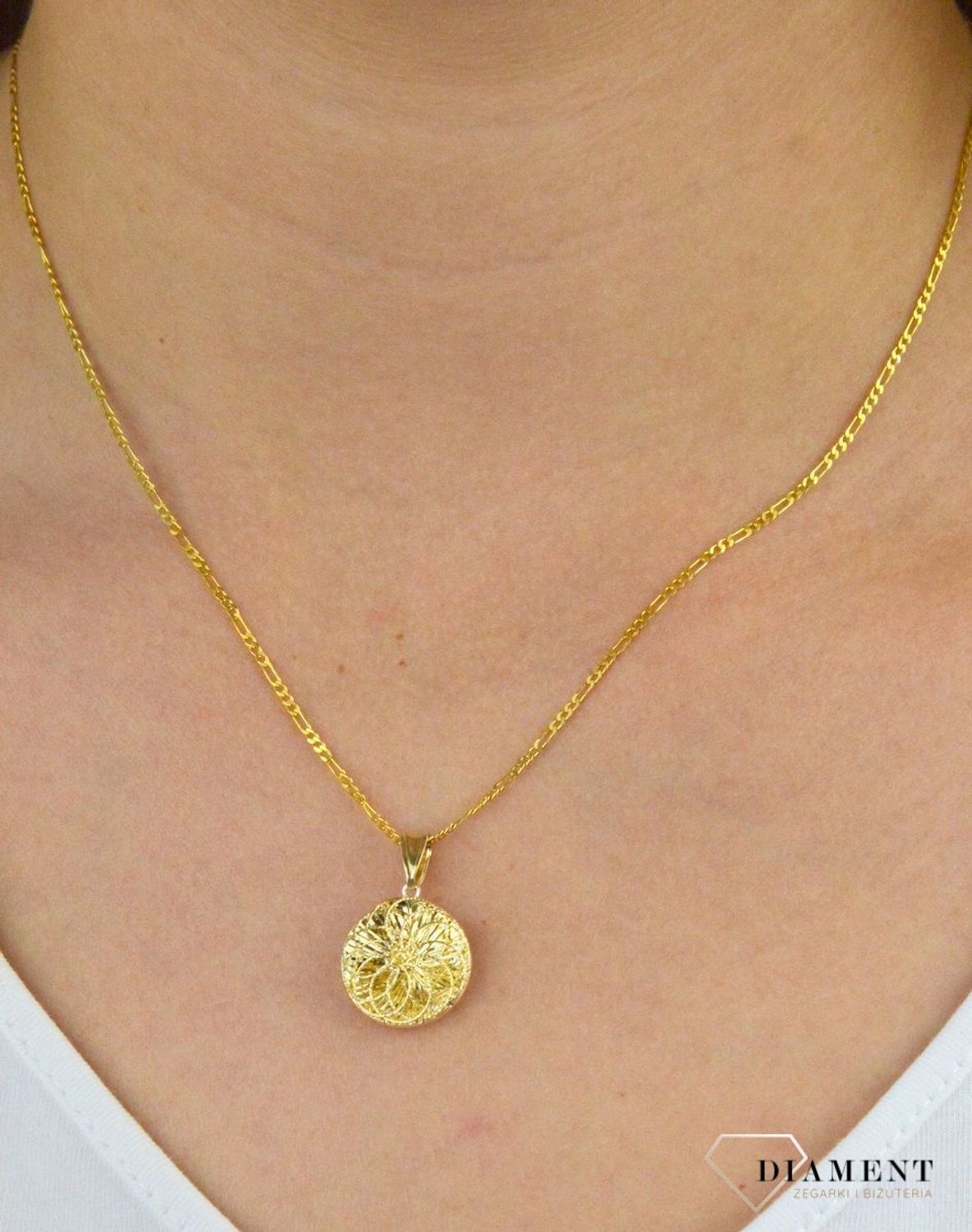 Złota zawieszka ozdobne kółko ZA 6413. Złota zawieszka. Złota zawieszka kółeczko. Złota zawieszka w kształcie kółka. Idealna zawieszka na prezent. zawieszka dla ukochanej..jpg